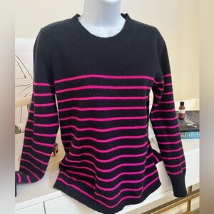 J. Crew Navy and Pink Striped Cashmere Women's Sweater fits good for S-M